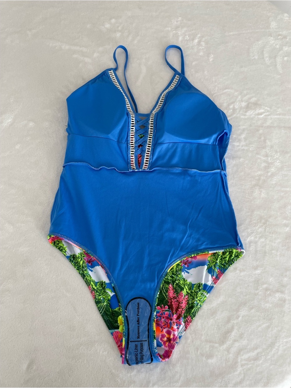 Nicole Miller New York Sz 12 Plunging Neckline One-Piece Swimsuit Hawaiian NWT - Picture 12 of 17